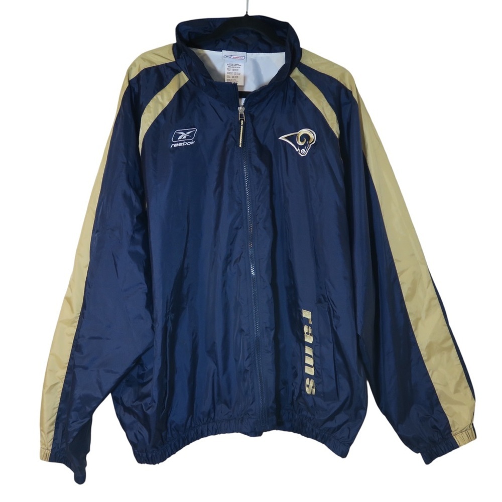 Reebok St.‎ Louis Rams Windbreaker Football Lightweight Full Zip Nylon Navy Blue